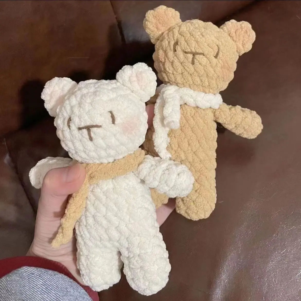 [ 106k People Favorited] Hand-Knitted DIY Kit Curvy Bear Self-Made Crochet Ice Stick Yarn Doll Finished Bear Gift for Girlfriend or Best Friend