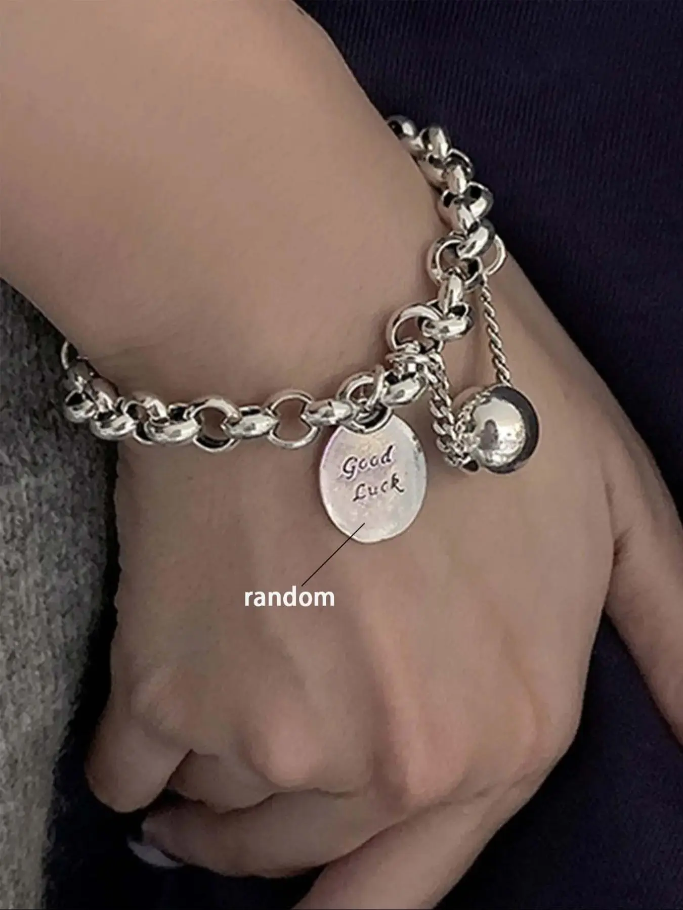 Vintage Random Good Luck Letter Charm Link Lobster Closure Bracelet, Fashionable Adjustable Bracelet for Women & Men for Party, Daily Clothing Decor, Trendy Matching Bracelet for Birthday Gift