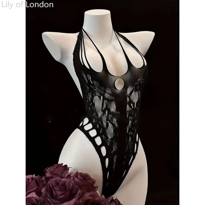 1pc Sexy Jacquard Corsetry Top for Women, Hollow Knit Fabric, Light Support, Polyamide & Elastane Blend, Adult Nightclub Streetwear Lingerie Womenswear Comfort Black 0