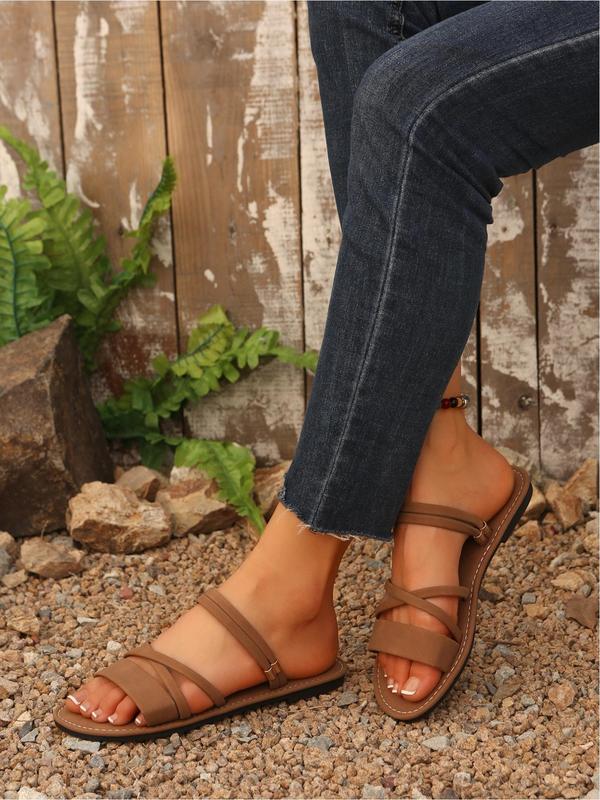 Women's Fashionable Plain Color Slides, Casual Comfortable Flat Sandals Slippers for Summer, Lightweight Breathable Shoes for Daily Wear, Girl 1
