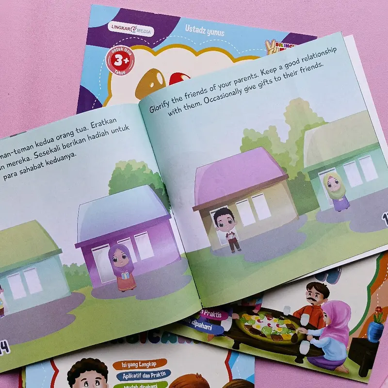 Paket 6 Buku Seri Adab Bilingual Adab Makan Tidur Sekolah Berbicara - Lingkar Media Anak Books 4