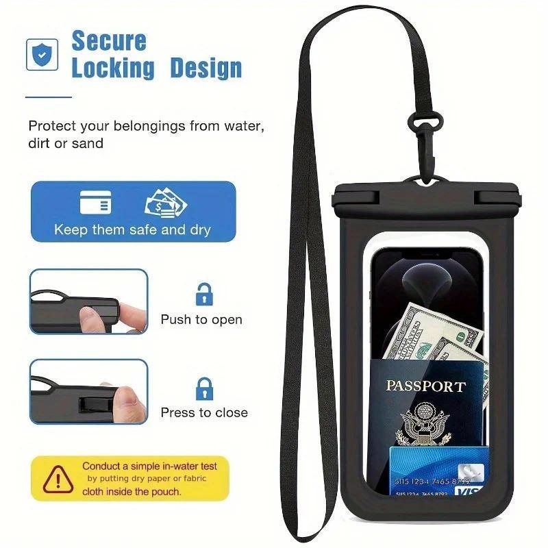 Waterproof Phone Bag, 1 Count Universal Large Capacity Phone Case with Lanyard, Swimming Phone Bag, Phone Accessories for Swimming, Beach, Pool, Unique Phone Cases 3