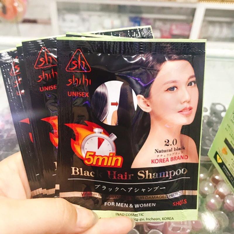 Product Introduction of Hộp 10 gói Dầu gội phủ bạċ đen mái tóc Shihi Black hair shampoo Hàn Quốc 300ml 21