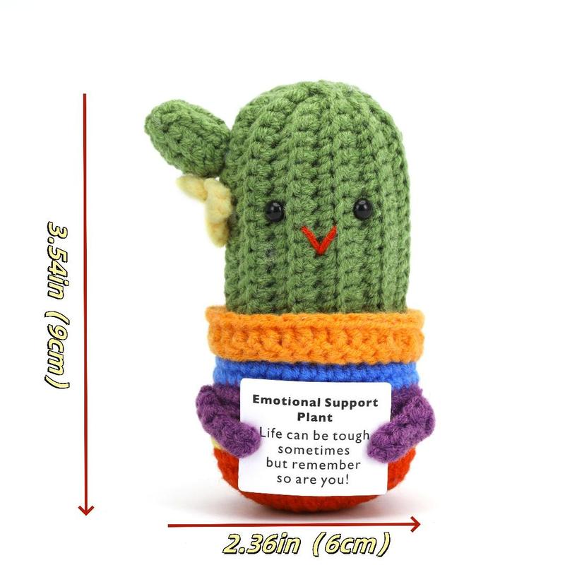 Product Introduction of Crochet Cactus Design Ornament, 1 Count Emotional Support Plant Themed Decoration, Creative Positive Home Decor for Living Room Bedroom Office 1