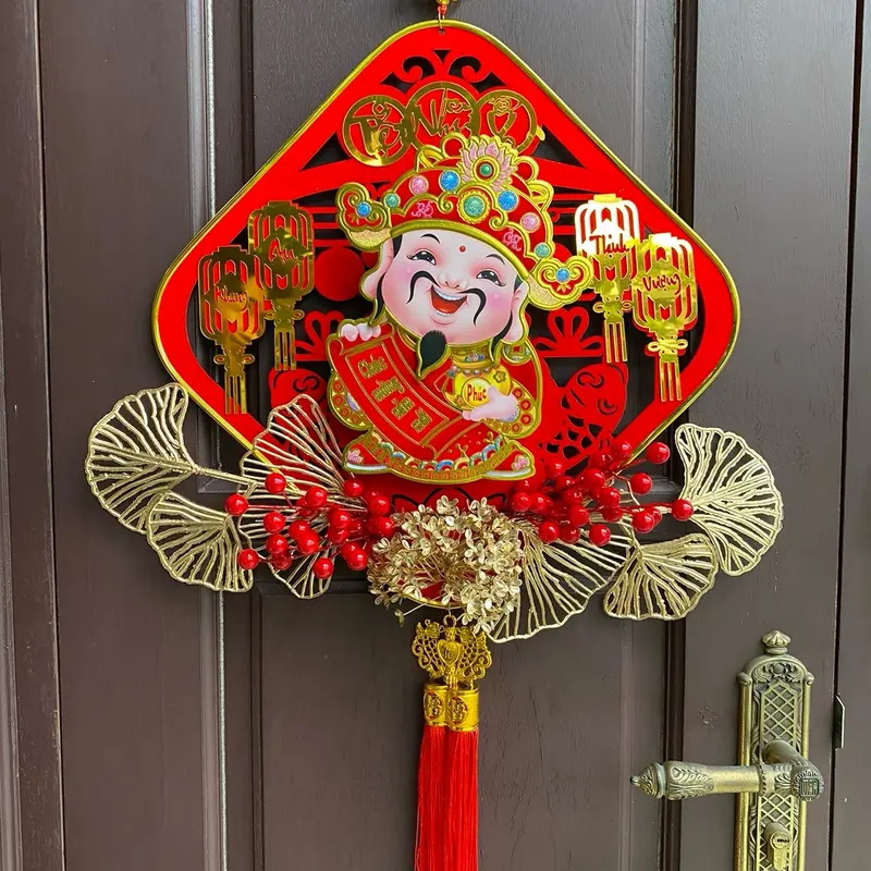 [Tặng 6 Quạt Giấy] Dải Ông Thần Tài Lắc Đầu trang trí Decor Tết 2025 Trang Trí Nhà 2
