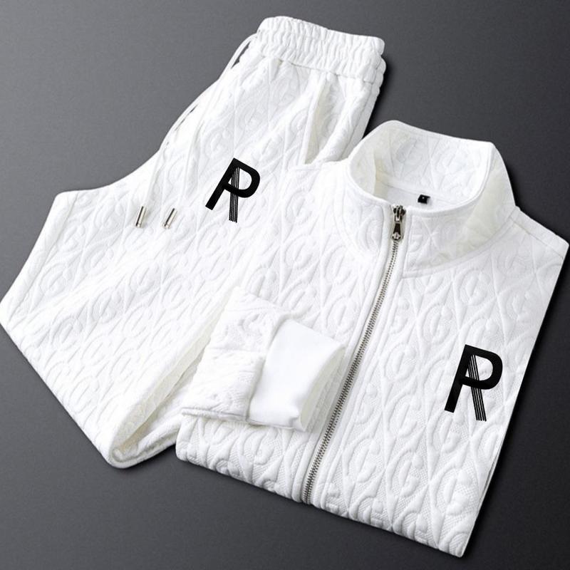 Casual Men's Suit Autumn Winter Jacket Men's Light Luxury Printed Ins Fashion Sports Pants Two-piece Set Trendy Parent 8