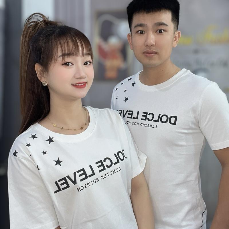 Áo phông Dolce ngôi sao, vải cotton co dãn thấm hút tốt, áo đôi nam nữ Menswear Cổ Tròn( hàng QC)