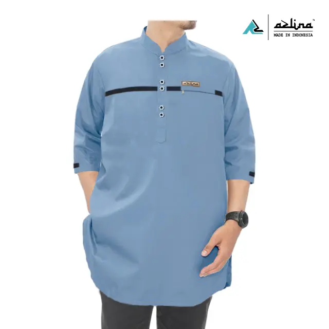 Kurta Pria Pakistan Lengan 3/4 Bahan Katun Premium Koko Azlina Terlaris Baju Kain Muslim Simple Dewasa Nyaman Polos Koko Pria