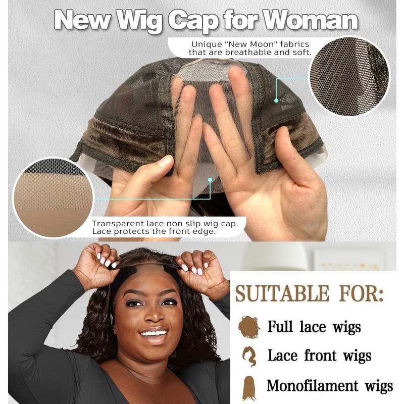 Wig Cap with Grip Band for Keeping Wigs in Place, 1 Count Adjustable Style Dome Mesh Cap with Showing Off Ears, Non Slip Cap Let Hair Wig Be Glueless, Mother's Day Gift 5