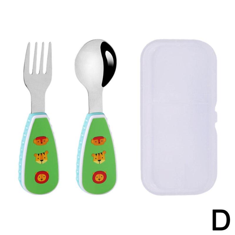 Product Introduction of 1 Set Cute Tableware Food Training Spoon Dessert Spoon For Children Feeding Spoon Fork Baby U0F6 39