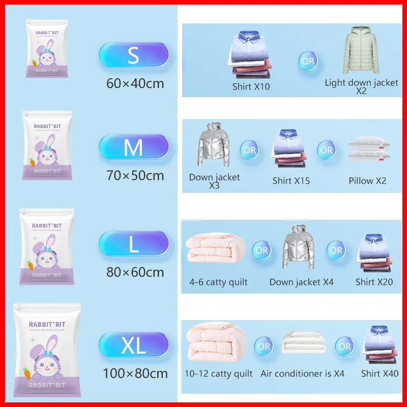ID HOME Vacuum Bag Pakaian Plastik Travel Vakum Baju kompresi menghemat ruang tas penyimpanan 6