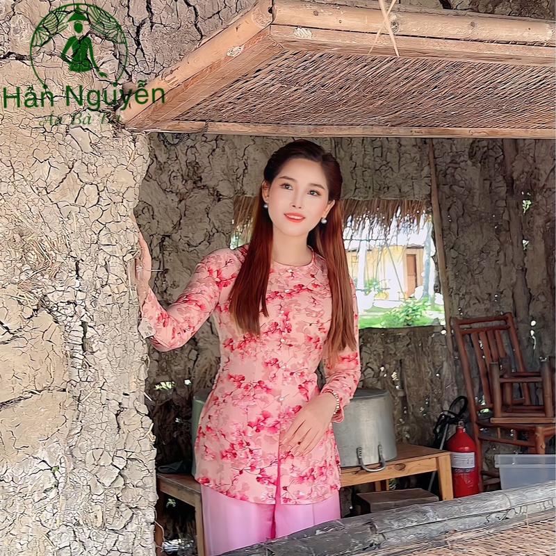 Hân Nguyễn Áo Bà Ba - B.A01 (ÁO LẺ) Áo Bà Ba Dây Kéo Hoa Gió Cổ Tròn tay dài Nữ Top Women Sơ Mi 7