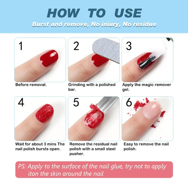 Nail Polish Remover, 3 Counts/set Nail Polish Remover Gel, Nail Care Product for UV Plastic Nails, Acrylic Nails, Natural Nails 7
