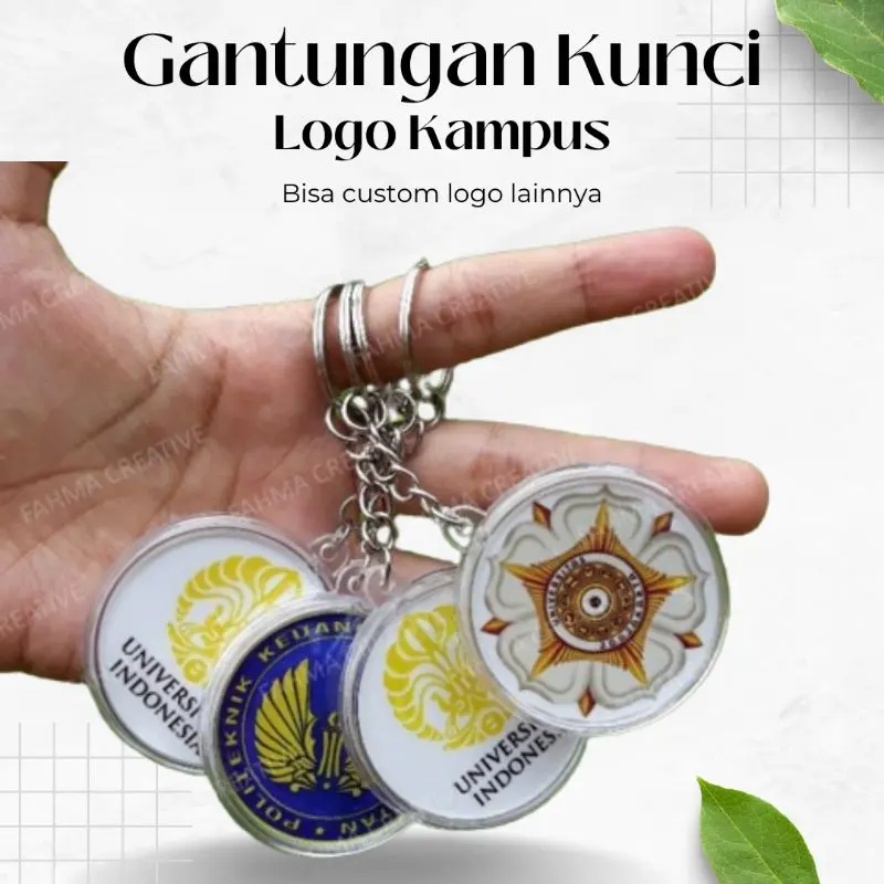 Gantungan Kunci Kampus Universitas (UGM, ITB, UI, UNAIR, IPB, STAN, UNS, UNY, UNDIP) - Gantungan kunci akrilik custom logo kampus PTN PTS - Custom langsung jadi gantungan kunci akrilik logo custom