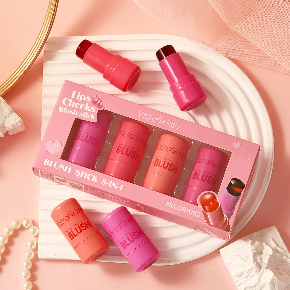 4-Piece Jelly Blush Stick Set for Makeup: Hydrating, Subtle Glow, Natural Contouring, Lip and Cheek Dual-Use Blush Cream Set