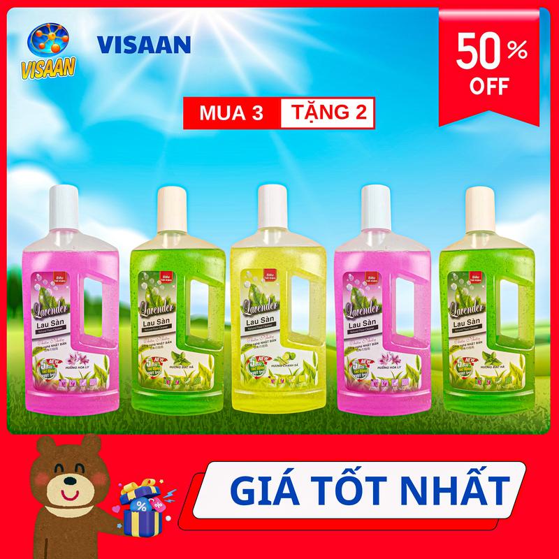 DEAL SỐC - COMBO 5 Chai Nước Lau Sàn Lavender Hương Bạc Hà - Chanh Sả - Hoa Li Ly - Dung Tích 1000ML Làm Sạch
