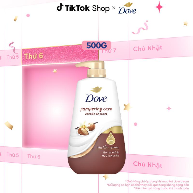  Sữa Tắm Dưỡng Da Dove Pampering Care Với Bơ Hạt Mỡ & Hương Vanilla Giúp Phục Hồi Độ Ẩm Da Khô 500g  1  