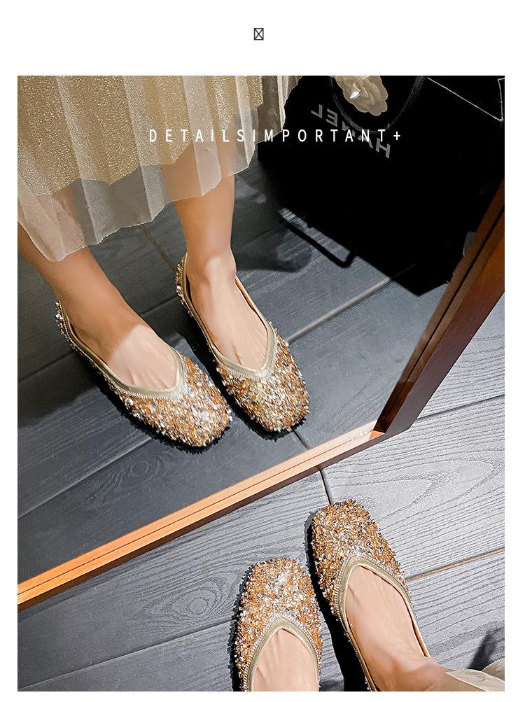 Product Introduction of 2025 new fashionable low heeled M ü ller women's shoes, with diamond studded decorative pointed single shoes, avant-garde design, simple, luxurious, comfortable, suitable for commuting, outdoor activities, etc 25