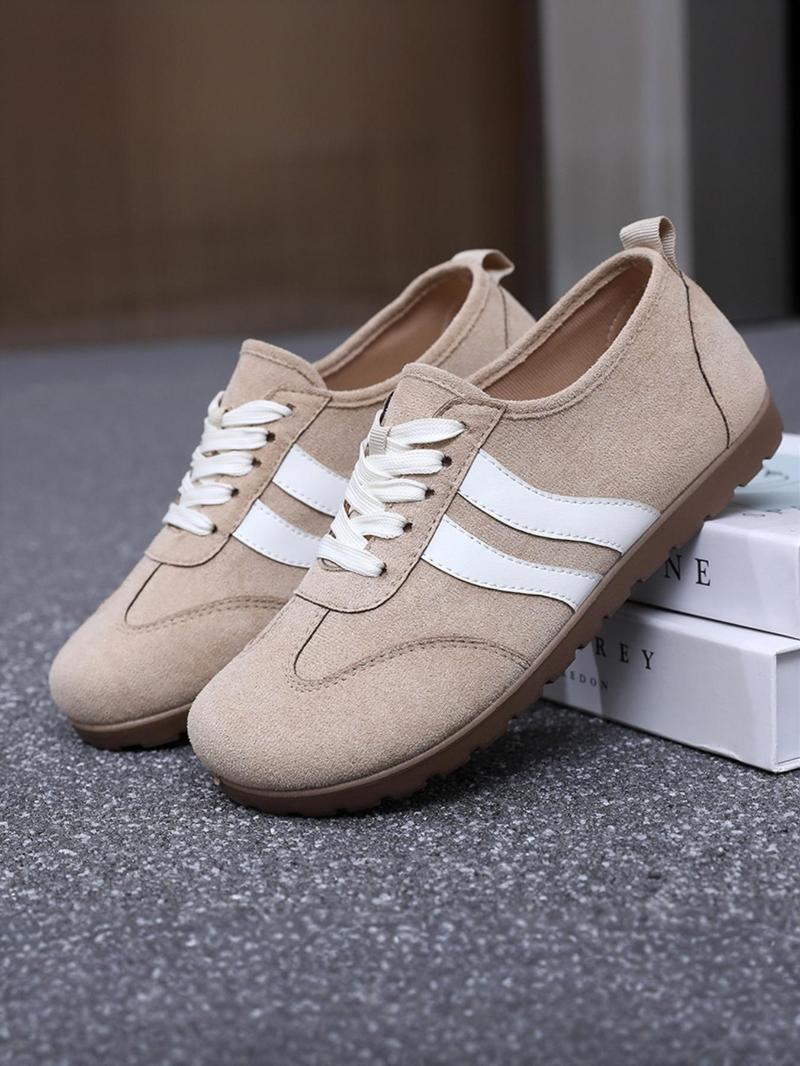 Product Introduction of Women's Fashionable Colorblock Pattern Lace Up Low Top Sneakers, Casual Comfortable Sports Shoes for Daily Wear, Female All-match Round Toe Shoes for Spring & Fall 9
