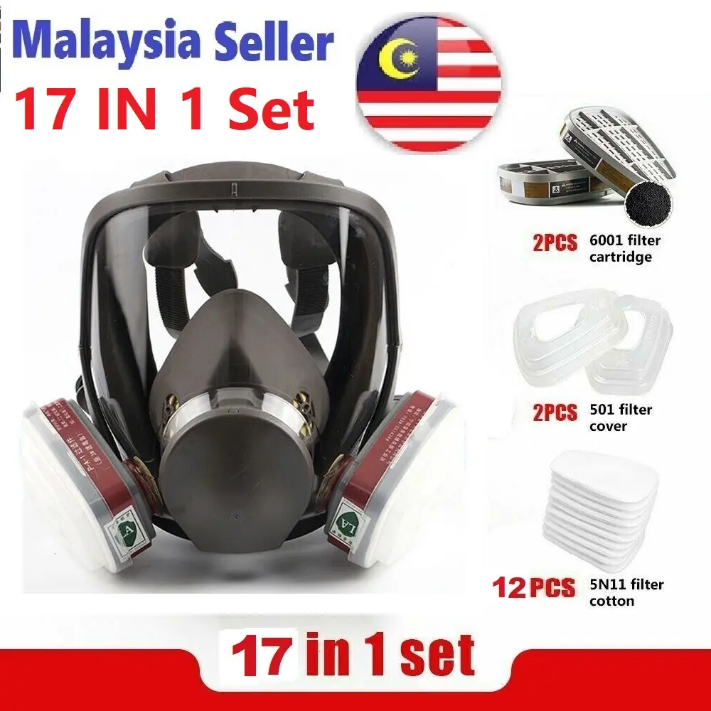 💥 17 dalam 1💥 Full Face Gas Mask Respirator For 3M 6800 Facepiece ...