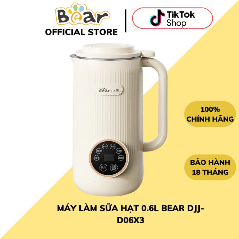 Máy Làm Sữa Hạt Bear DJJ-D06X3, Dung Tích 600ml, Lõi Inox 304 Chống Gỉ Cao Cấp, Công Suất 600W, 6 Chế Độ Nấu, Chức Năng Vệ Sinh Tiện Lợi, Xay Sinh Tố - Các Loại Sữa Hạt, Bảo Hành 18 Tháng suada u