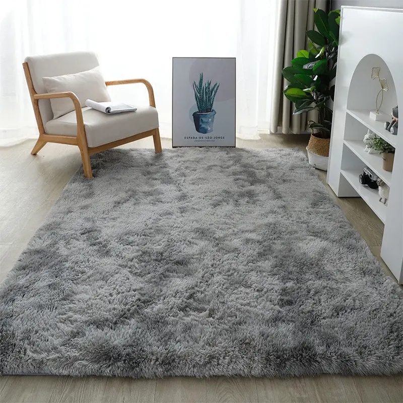 Permaidani Bulu Sutera Kecerunan Tie Dye, Reka Bentuk Penuh, Sesuai untuk Ruang Tamu, Bilik Tidur, Gaya Minimalis, Sesuai untuk Sofa, Tepi Katil, Dilindungi Sepenuhnya, Rata untuk Lantai Rumah