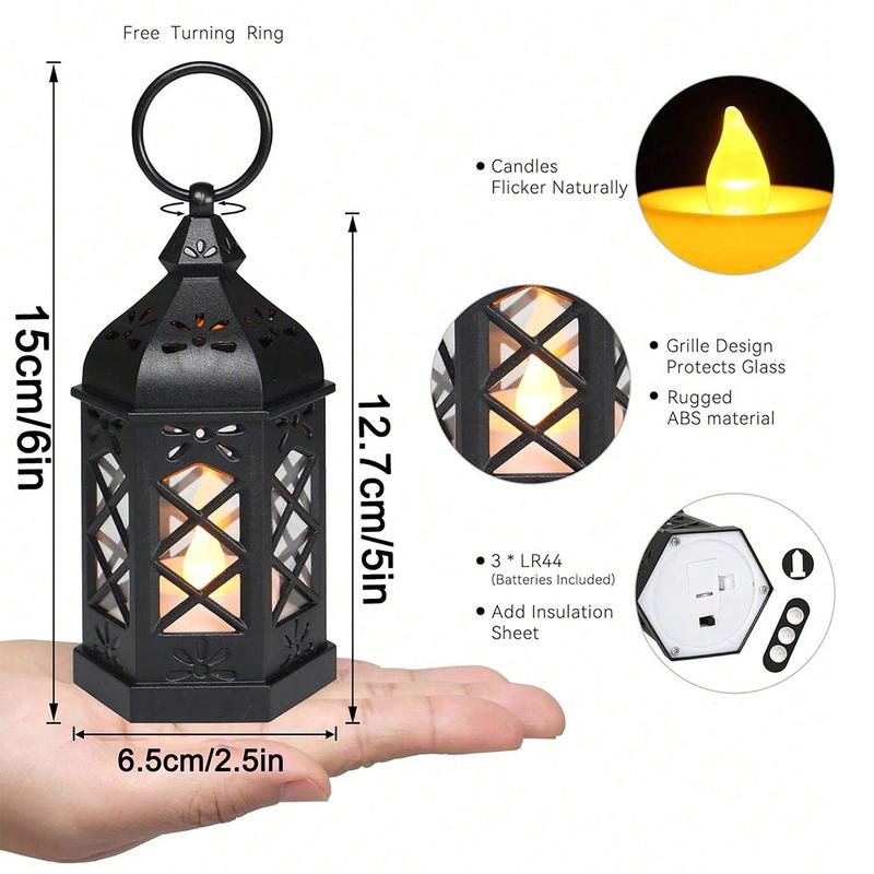 Moroccan LED Candle Light, Vintage Lantern Ornament, Decorative Night Light, Farmhouse Decoration, Wedding Table Center, Battery Included 2