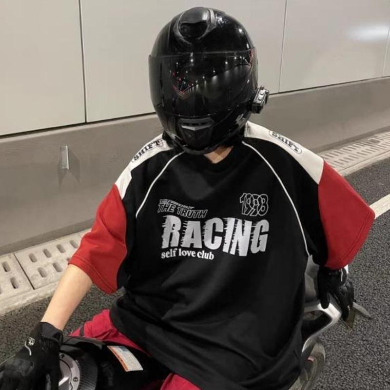 Áo RACING Phong Cách Thể Thao Phối Kiểu Dáng Áo Đua From Rộng Thoáng Mát Thích Hợp Cho Các Bạn Trẻ Thích Đi Phượt Hay Các Boy Girl Thích Dạo Phố Sport Top  Cổ Tròn Tập Thể Dục