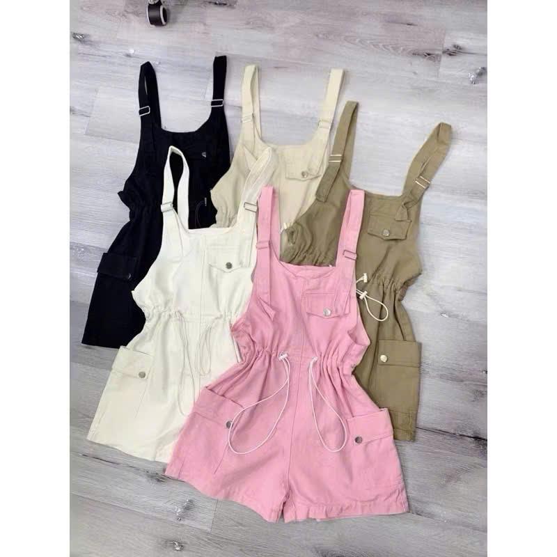 Product Introduction of Quần Short Yếm Jean Một Túi Hai Dây Eo Co Giãn-Yếm Jean Nữ Nắp Túi Chun Eo Ống Rộng Túi Hộp 4