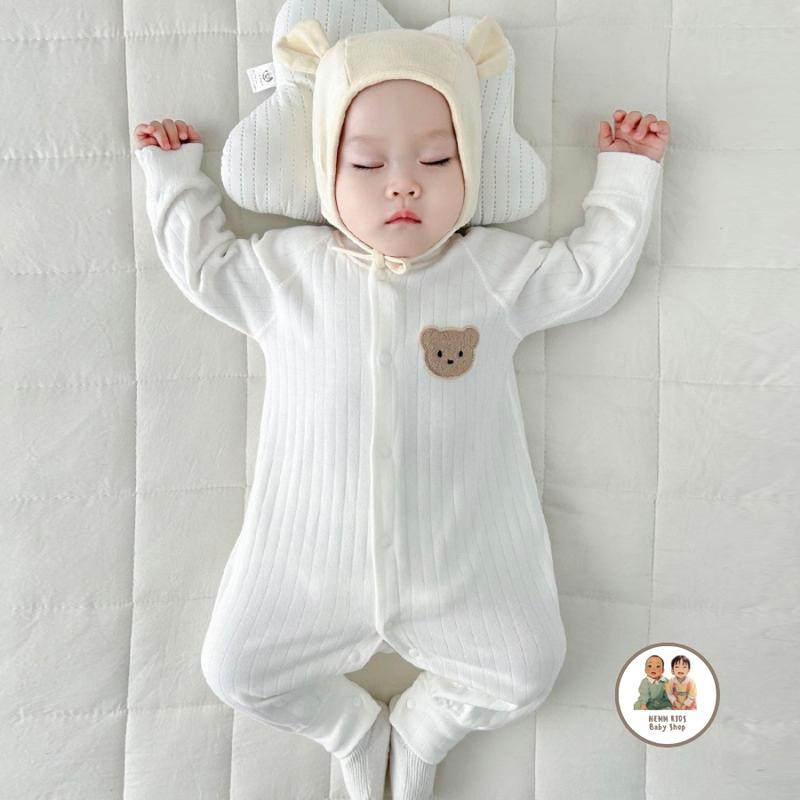 [BODY + MŨ] Nemm Kids Áo Bodysuit Có Mũ. Body Bé Trai, Bé Gái Thiết Kế Cao Cấp, Body Đầy Tháng Thu Đông Jumpsuit Cho Bé Thun Voi