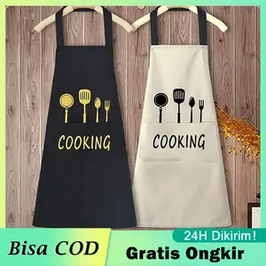 Celemek Masak Kain Plastik Anti Air Apron Masak Anti Basah Premium Bahan Tebal