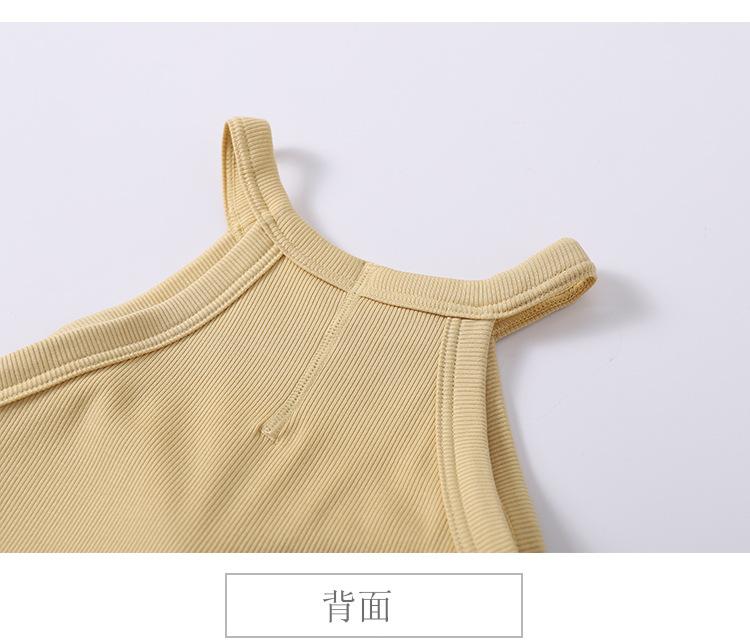 Product Introduction of Halter Vest with Chest Pad for Women Slim Fit Inner Wear One-Piece Cup Spaghetti Straps Outerwear Yoga Beauty Back Long Sleeveless Top Summer Womenswear Lingerie 13