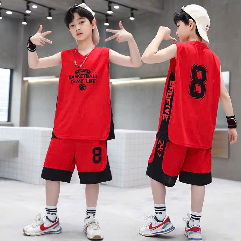  Sét đồ sát nách bé trai 15-45kg quần áo bé trai 4-12 tuổi  bộ thể thao cho bé in số 8 cá tính năng động vải thấm hút mồ hôi. DL Fashion. Sport Kids 