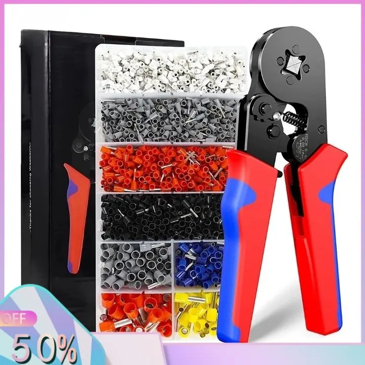 【Ready】Kìm bấm cos pin HSC8 6-4A tự điều chỉnh, hộp cos pin rỗng 1200 cái cos đủ size.cos ống tròn cos pin