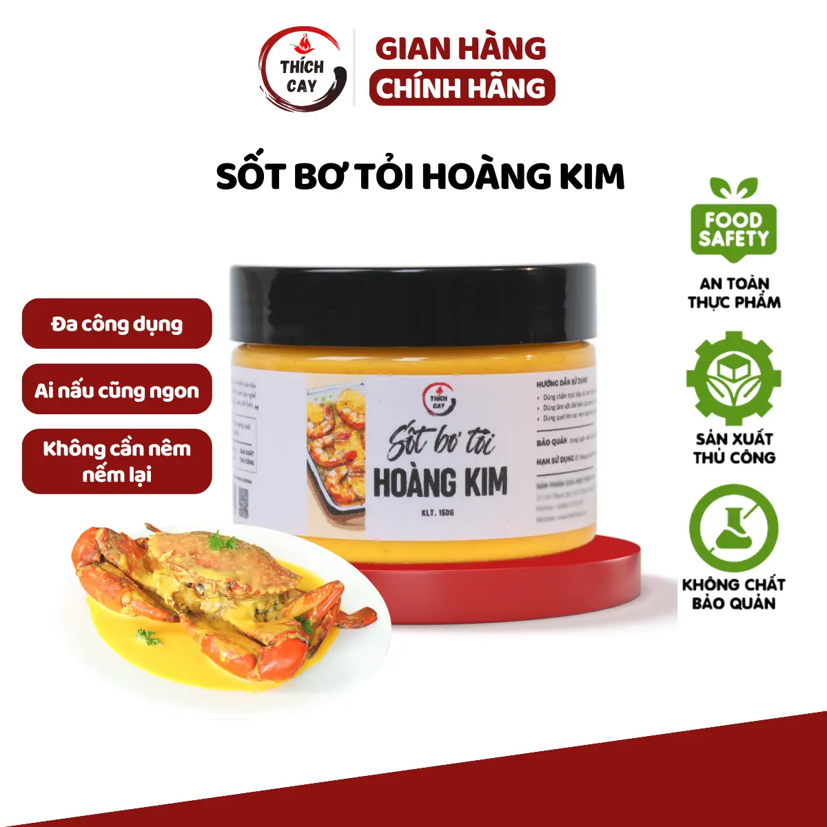 Sốt bơ tỏi hoàng kim 150g Thích Cay, sốt trứng muối chuẩn vị nhà hàng cho các món ốc, hải sản