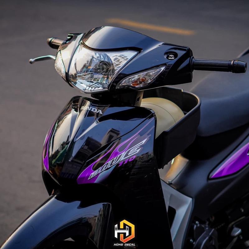 Tem rời wave 110 đen lửa tím trắng cực ngầu 2024