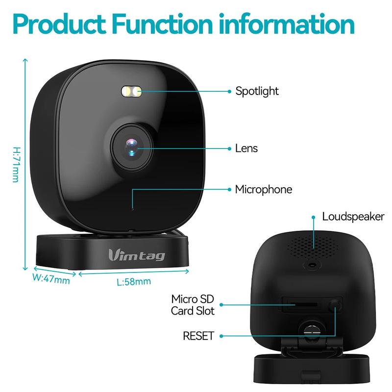 Product Introduction of VIMTAG Mini Camera WIFI 4MP 2-Way Audio Color Night Vision 8X Zoom Auto Alarm Waterproof Outdoor Security Camera IP Surveillance 31
