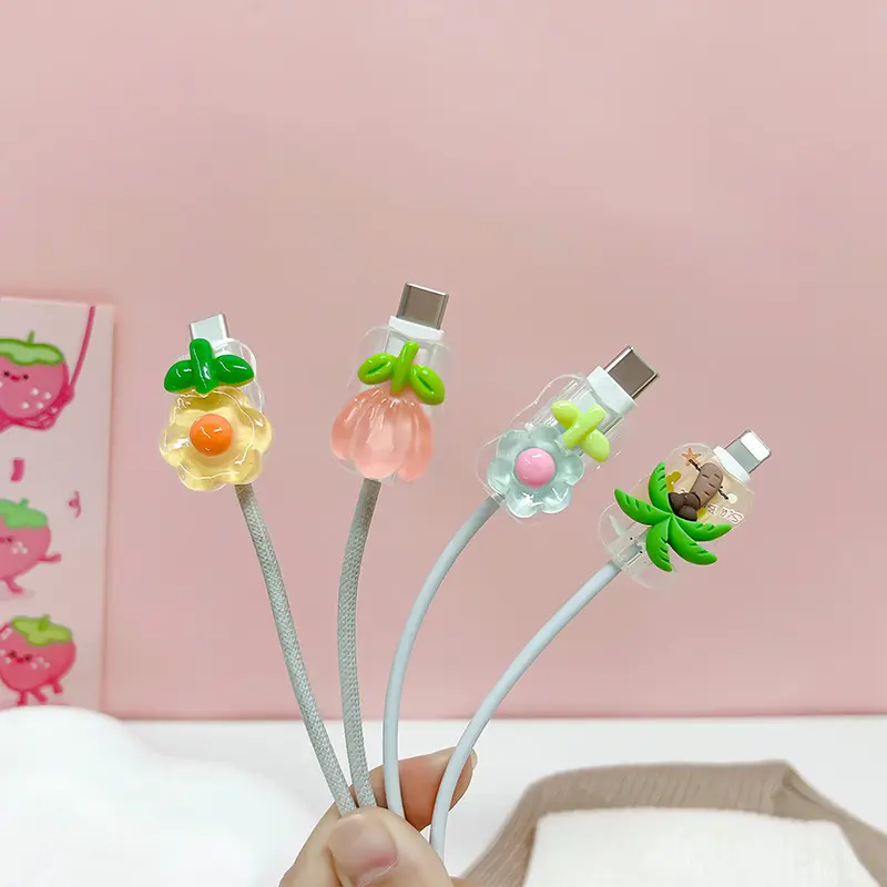 Vỏ Bảo Vệ Cáp Điện Thoại Di Động Phong Cách Gợn Sóng, Dành Cho iPhone 15 / 14plus, Thiết Kế Dễ Thương 0