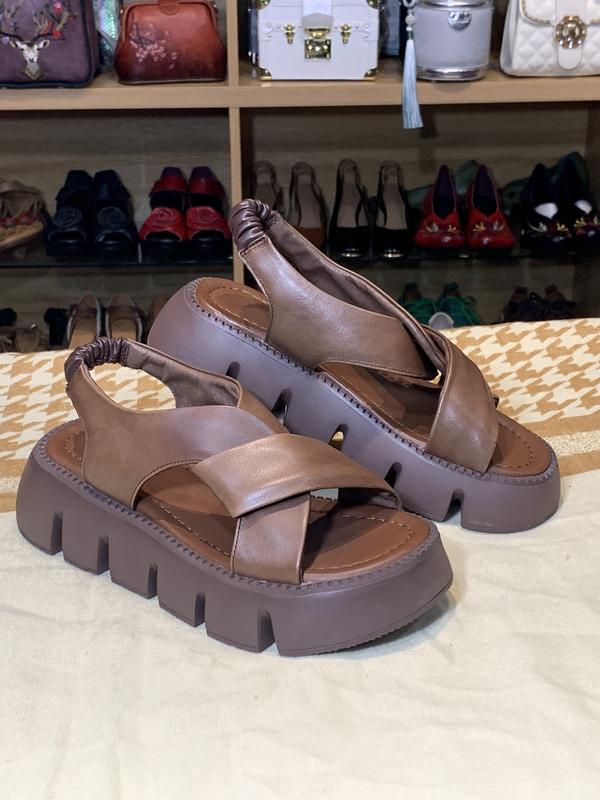 G019 GIÀY SANDAL NỮ DA BÒ CAO CẤP  ĐẾ BÁNH MÌ CLASSIC 1