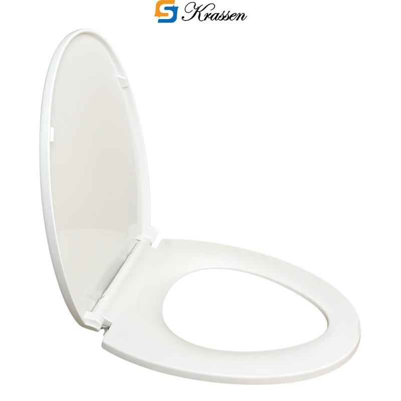 Product Introduction of <Mã KR.23> Nắp bồn cầu đóng êm KRASSEN làm từ nhựa PP cao cấp (màu Trắng sữa) hình mũi nhọn (chữ V) đa năng phù hợp với hầu hết bồn cầu một/hai khối 25