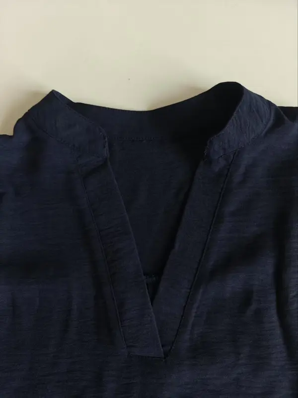 Women's Plain Notched Neck Blouse, Elegant Casual Long Sleeve Top for Daily Outdoor Wear, Ladies Clothes for All Seasons 5