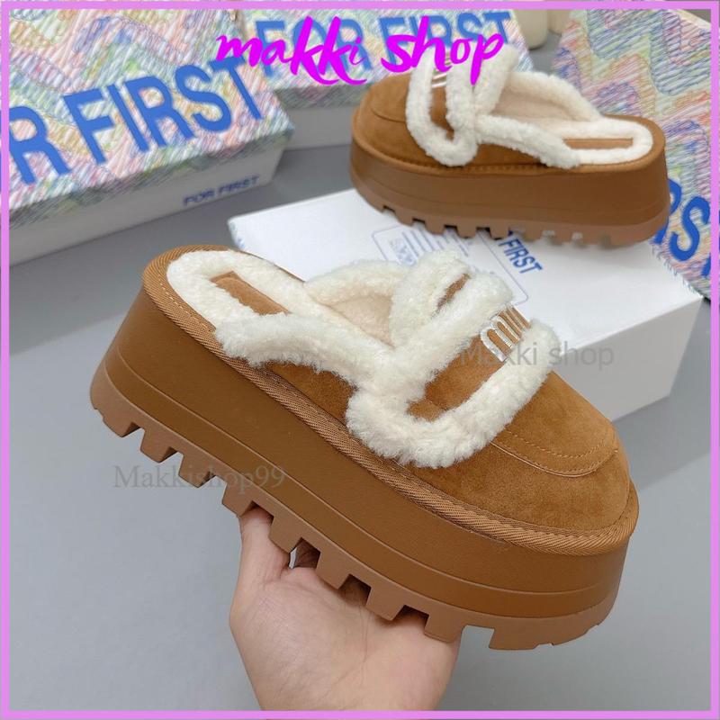 Hàng L1 Dép sục lót lôn đế cao 7cm LÓT LÔNG CỪU hàng QCCC full box êm mềm chân đi ngoài đường được