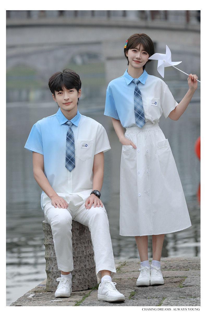 Product Introduction of Graduation Class Outfit Set - Trendy Gradient Color Short Sleeve Shirt |     School Uniform for Middle School Students, Performance & Recital |     Stylish Academic Wear (Boys & Girls) 14