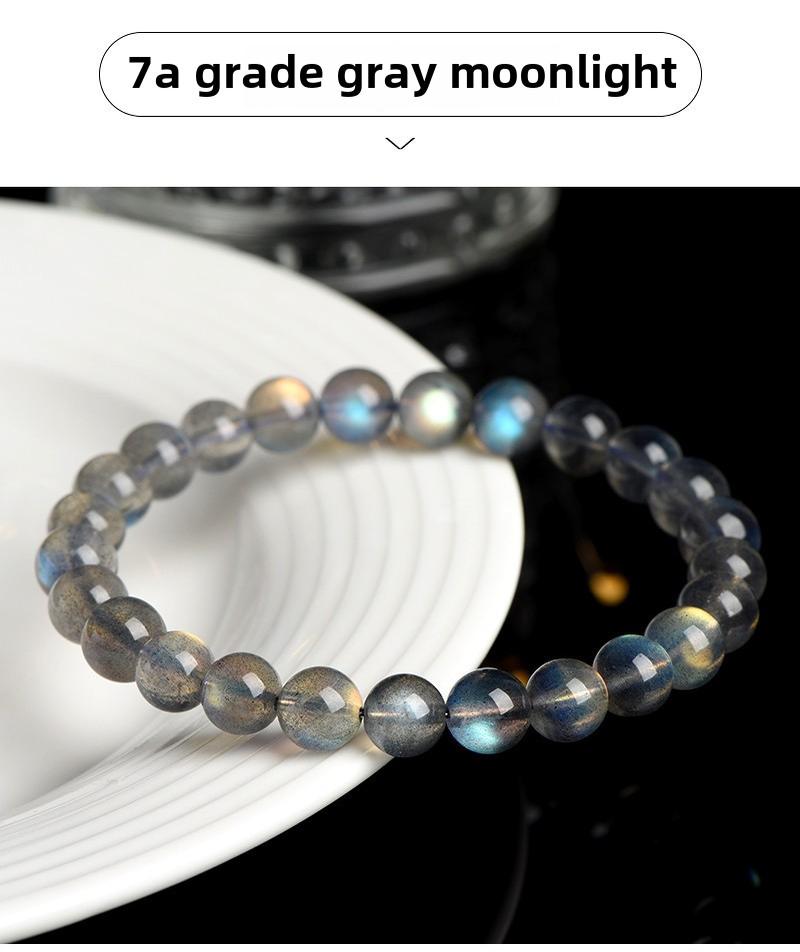 Product Introduction of Crystal Natural Moonstone Loose Beads Bracelet Net Body Color Light Gray Moonlight Labradorite round Beads Bracelet 3