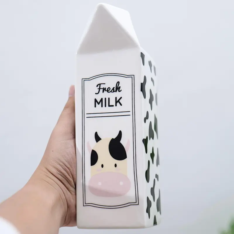 Fresh Milk Cow Pattern Ceramic Vase without Flower, 1 Count Creative Desktop Decorative Vase, Decorative Ornament for Home Living Room Bedroom Dining Room 3