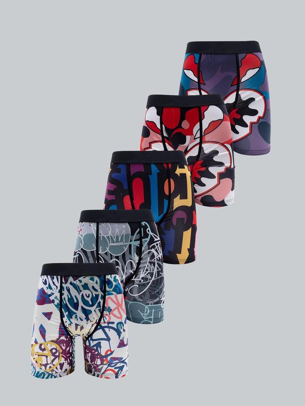 Men's All Over Print Boxer Brief, Casual Comfy Breathable Underwear for Daily Wear, Mens Underwear for All Seasons 2