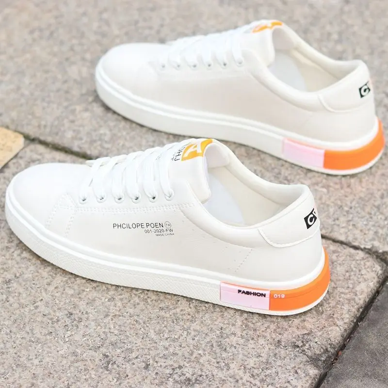 2024 Summer New Men's White Sneakers Korean Style Trendy Casual Shoes Men's Versatile Sports Shoes White Trendy Shoes Orthotic