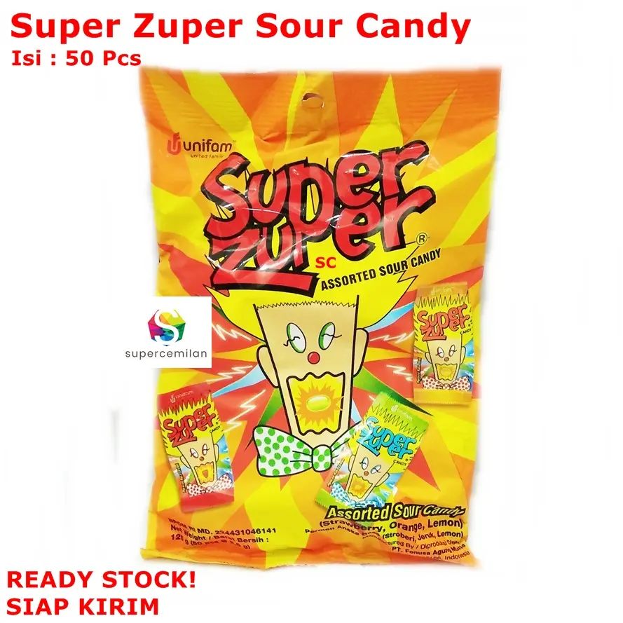 Super Zuper Sour Candy Isi 40 Pcs | Permen Asam Aneka Rasa