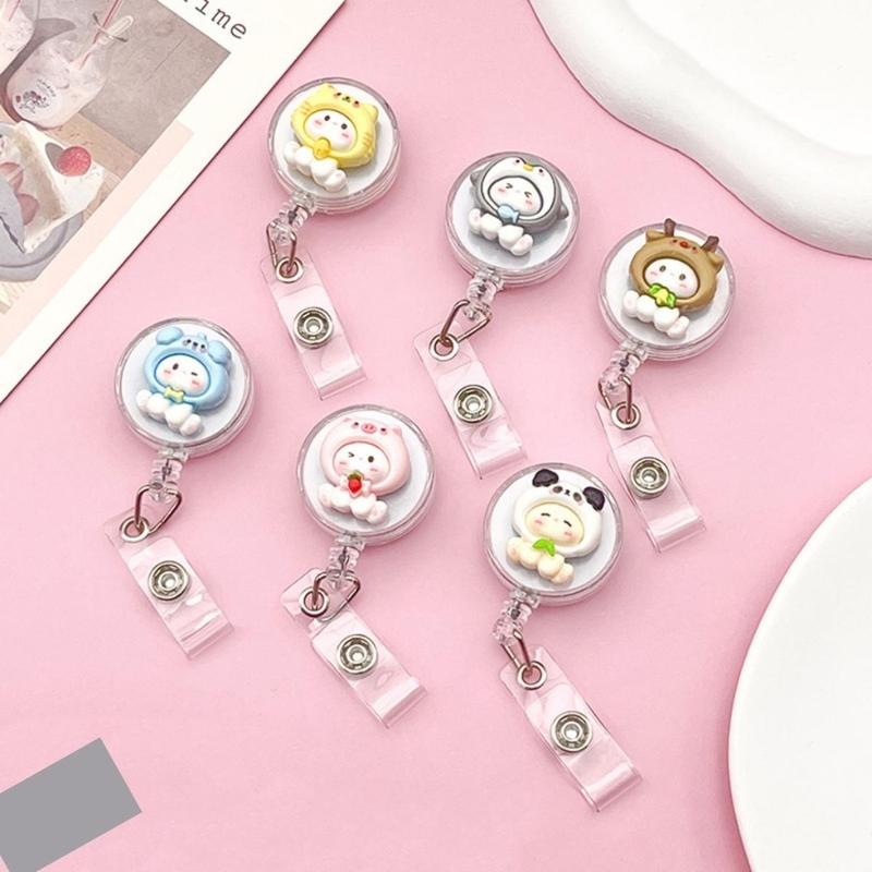 Móc đeo thẻ học sinh, bảng tên dành cho sinh viên có thể kéo dãn hoạ tiết hoạt hình dễ thương cute