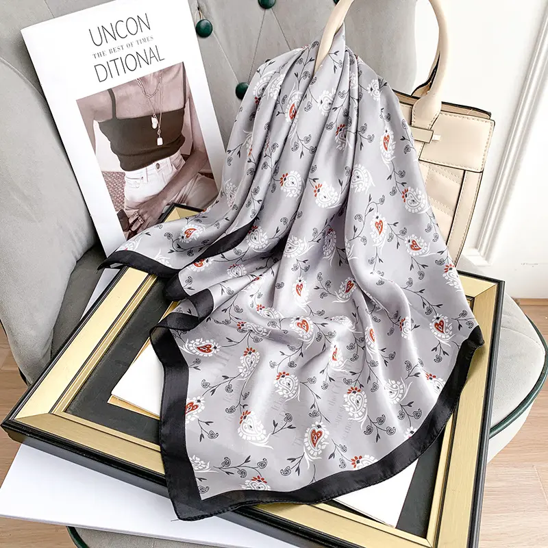 Korean Style New Fashion Scarf 70 Artificial Silk Small Silk Scarf Women's Mori Style Vintage Floral Scarf Business Wear Decorative Temperament Scarf